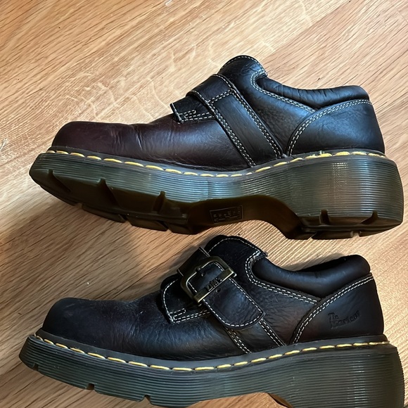 Dr. Martens 3A78 Dark Brown Leather Monk Strap Y2K Chunky Y2K Platform Oxford - Picture 5 of 7